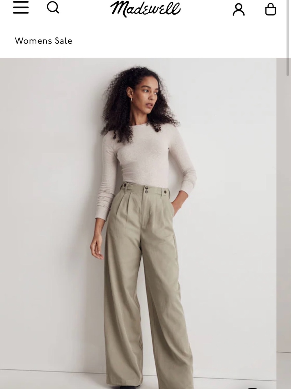 Madewell Tan Cotton Pants - Light Brown the Harlow wide leg pant